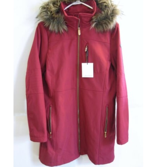 Calvin Klein Ruby Jacket Faux Fur Hood Size L - Picture 1 of 2